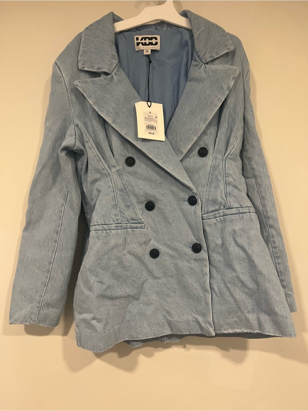 Light Blue denim Double-Breasted Women's Blazer